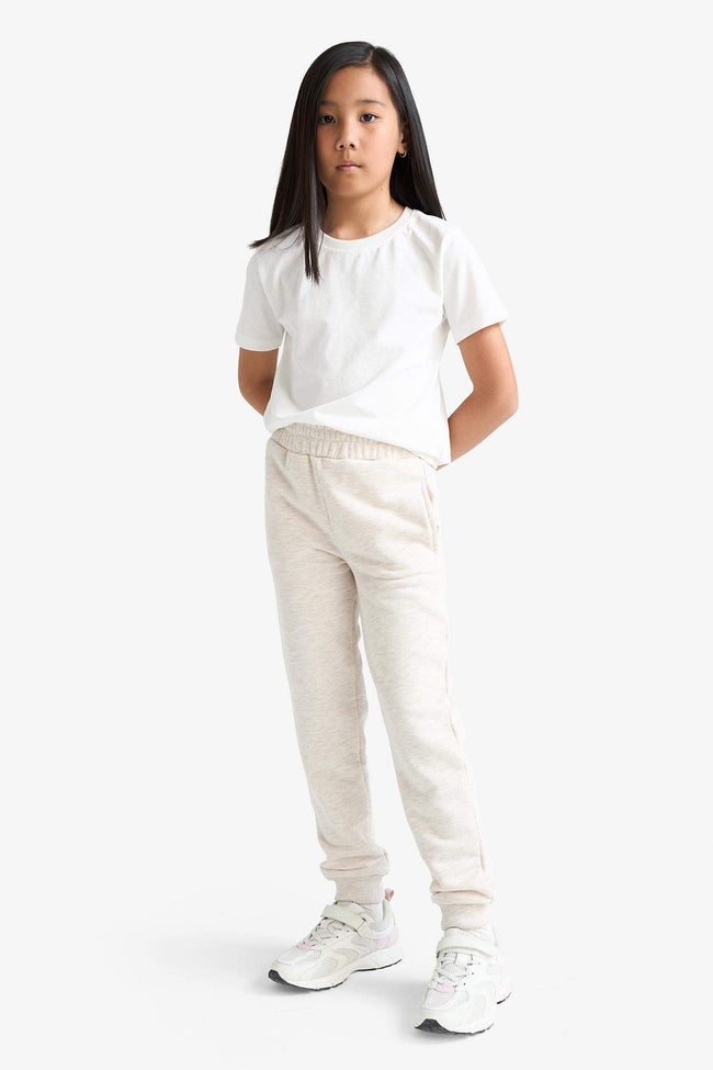 Girls Standard Fit Basic Plain Elastic Waist School Jogger Tracksuit Bottoms Main Image
