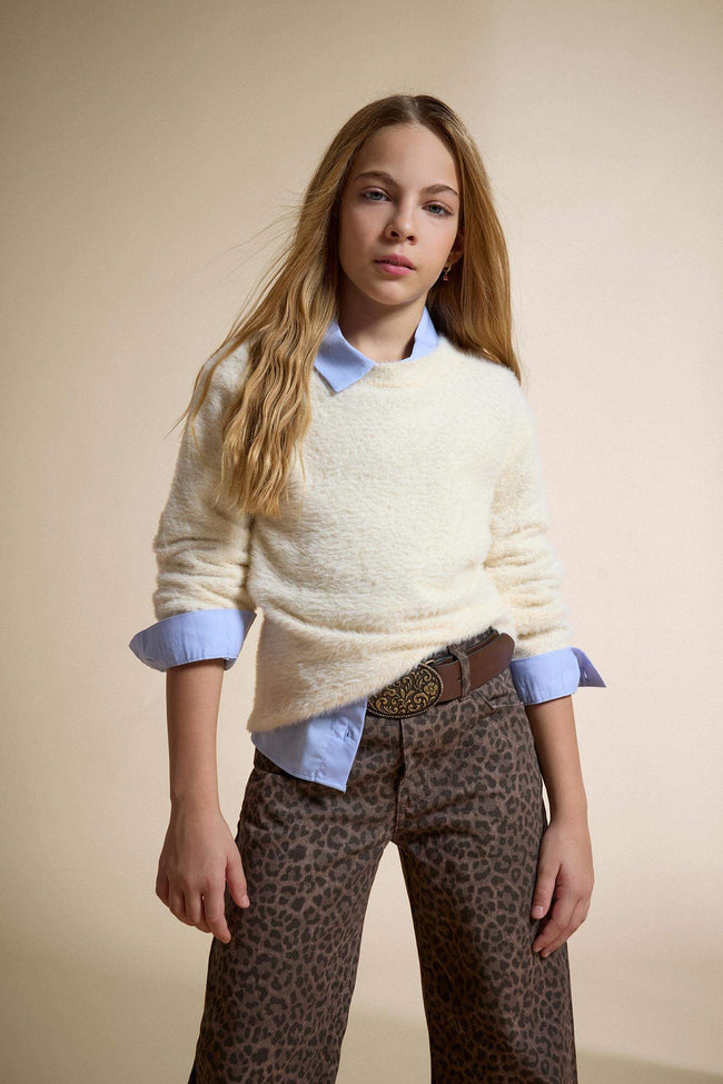 Girls' Crew Neck Knitted Sweater Hover Image