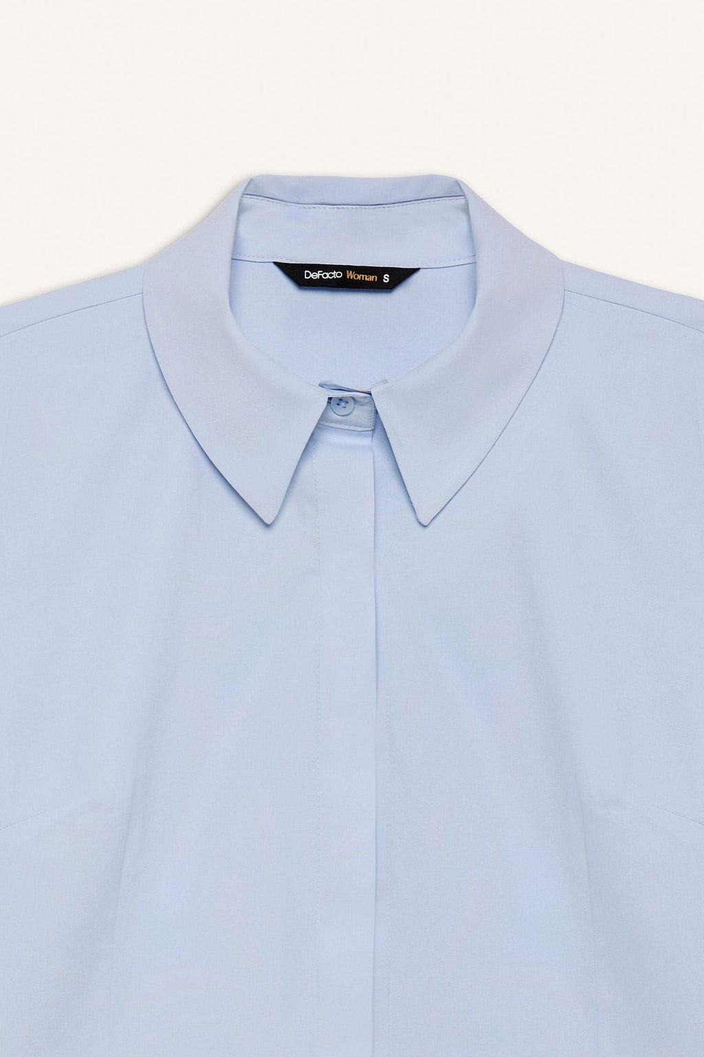 Fitted Basic Plain Bengalin Long-Sleeve Shirt