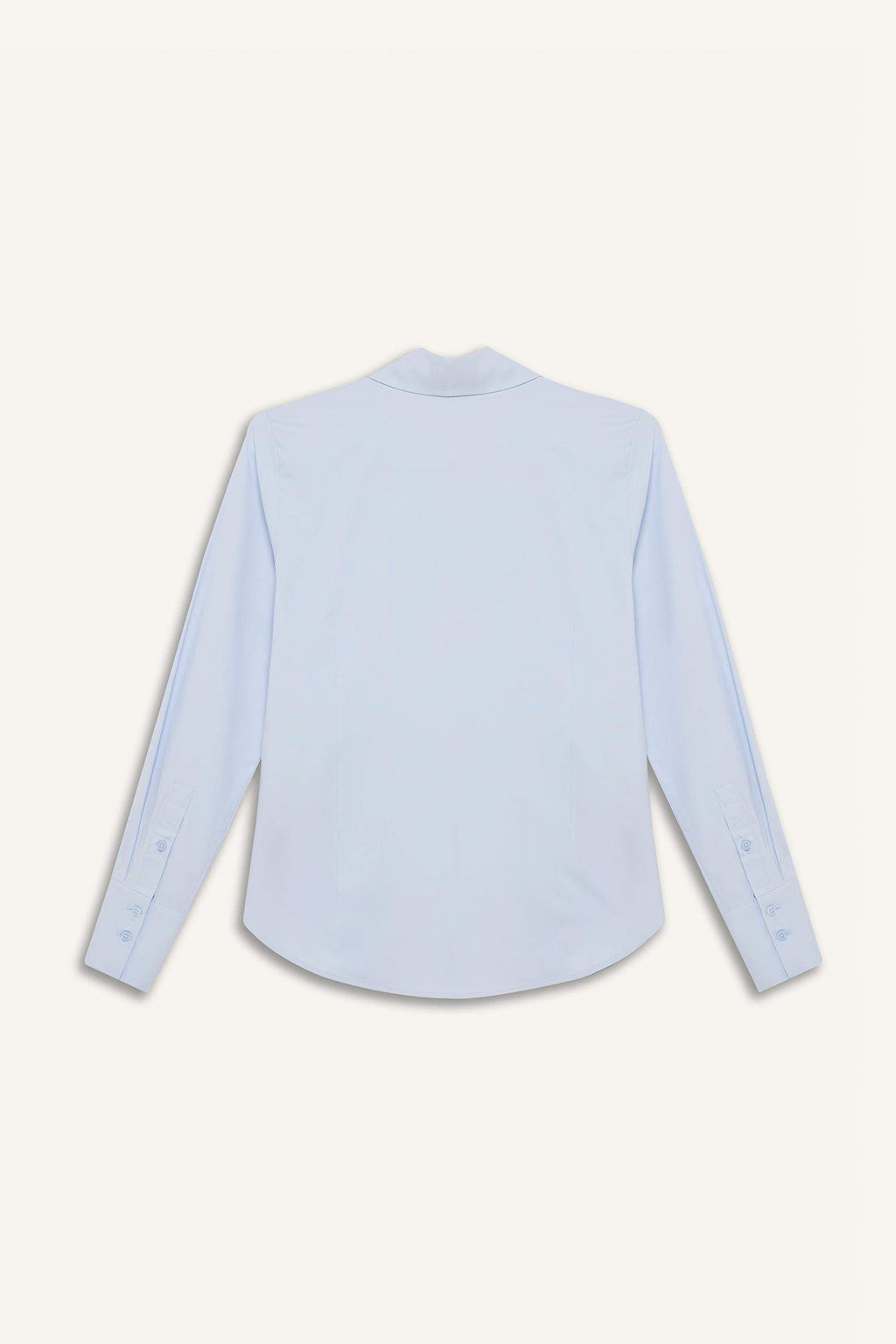 Fitted Basic Plain Bengalin Long-Sleeve Shirt