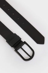 Men Oval Buckle Faux Leather Oval Jean Belt