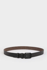 Men Oval Buckle Faux Leather Oval Jean Belt