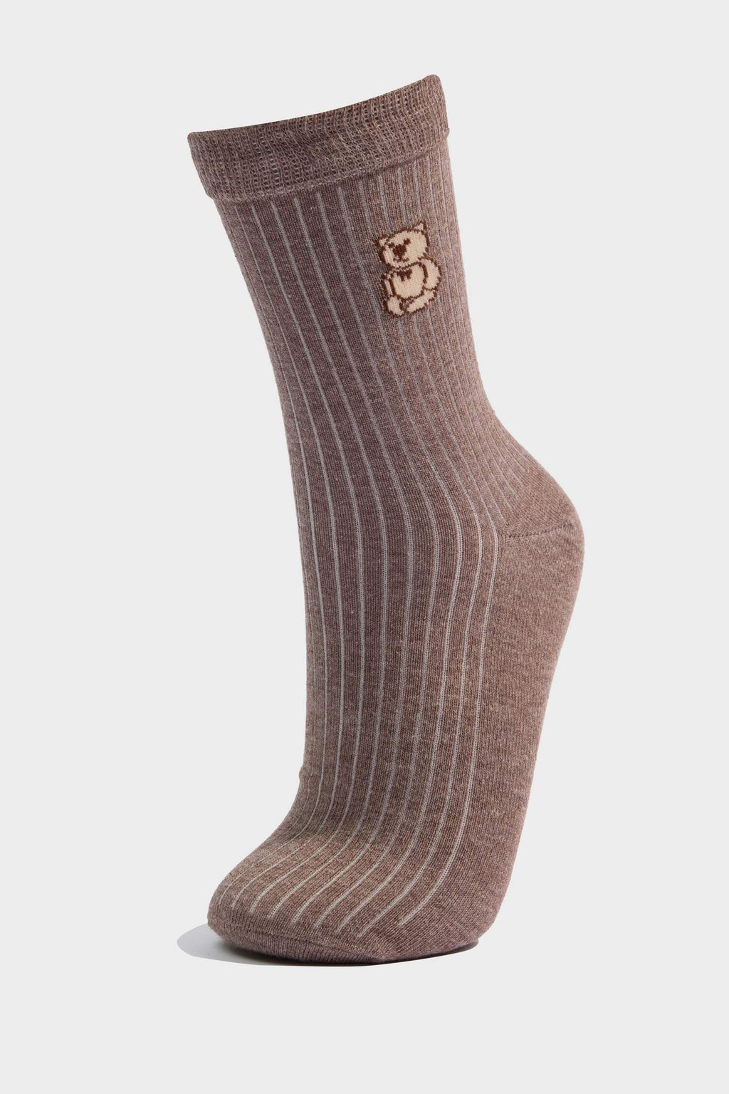 Women Teddy Bear Patterned 3-Pack Cotton Long Socks