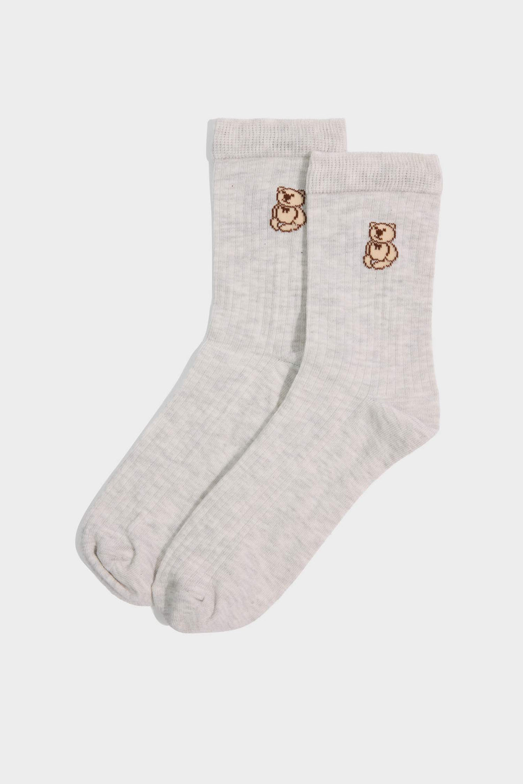 Women Teddy Bear Patterned 3-Pack Cotton Long Socks