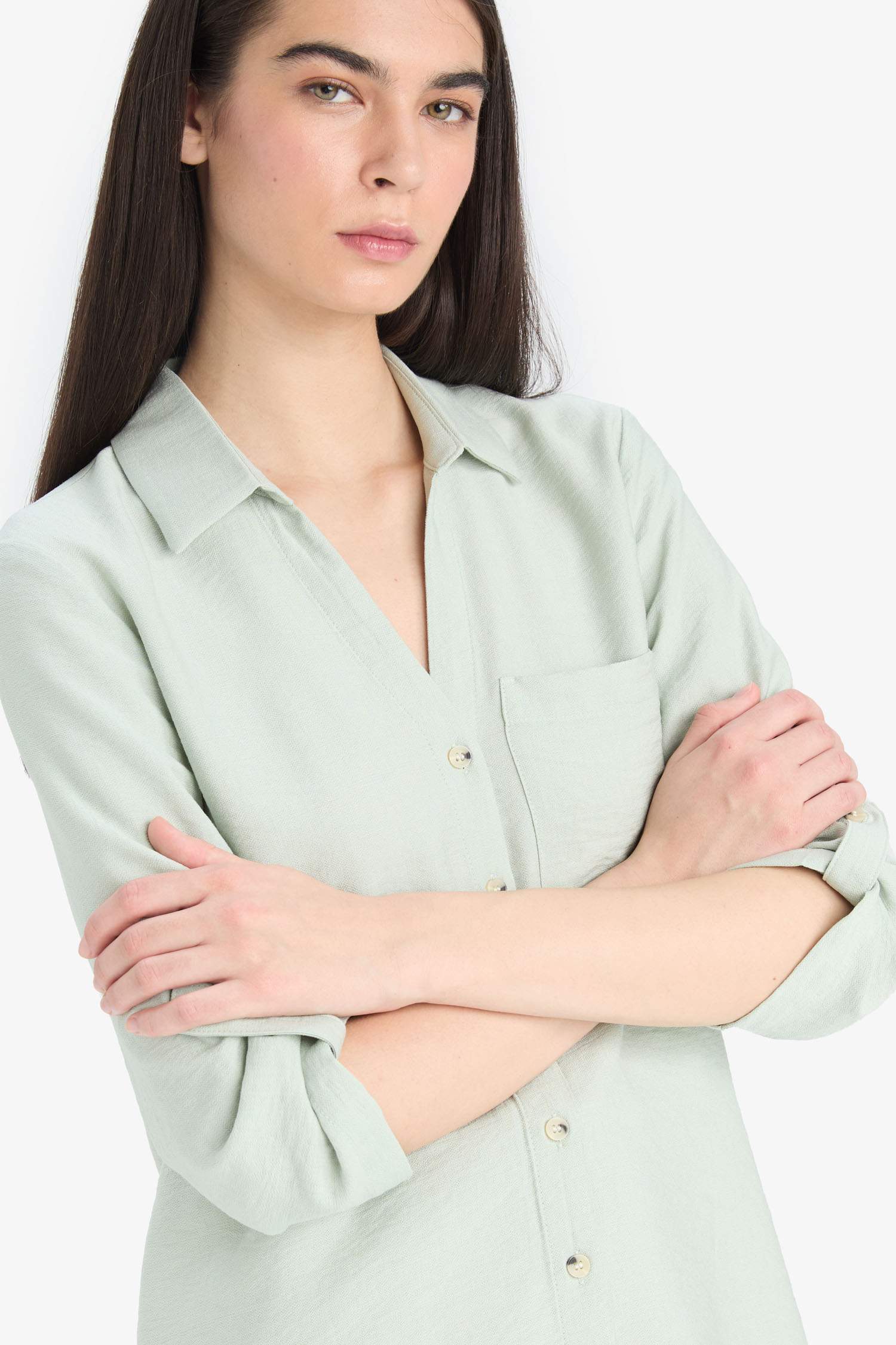 Regular fit, long sleeve shirt with shirt collar