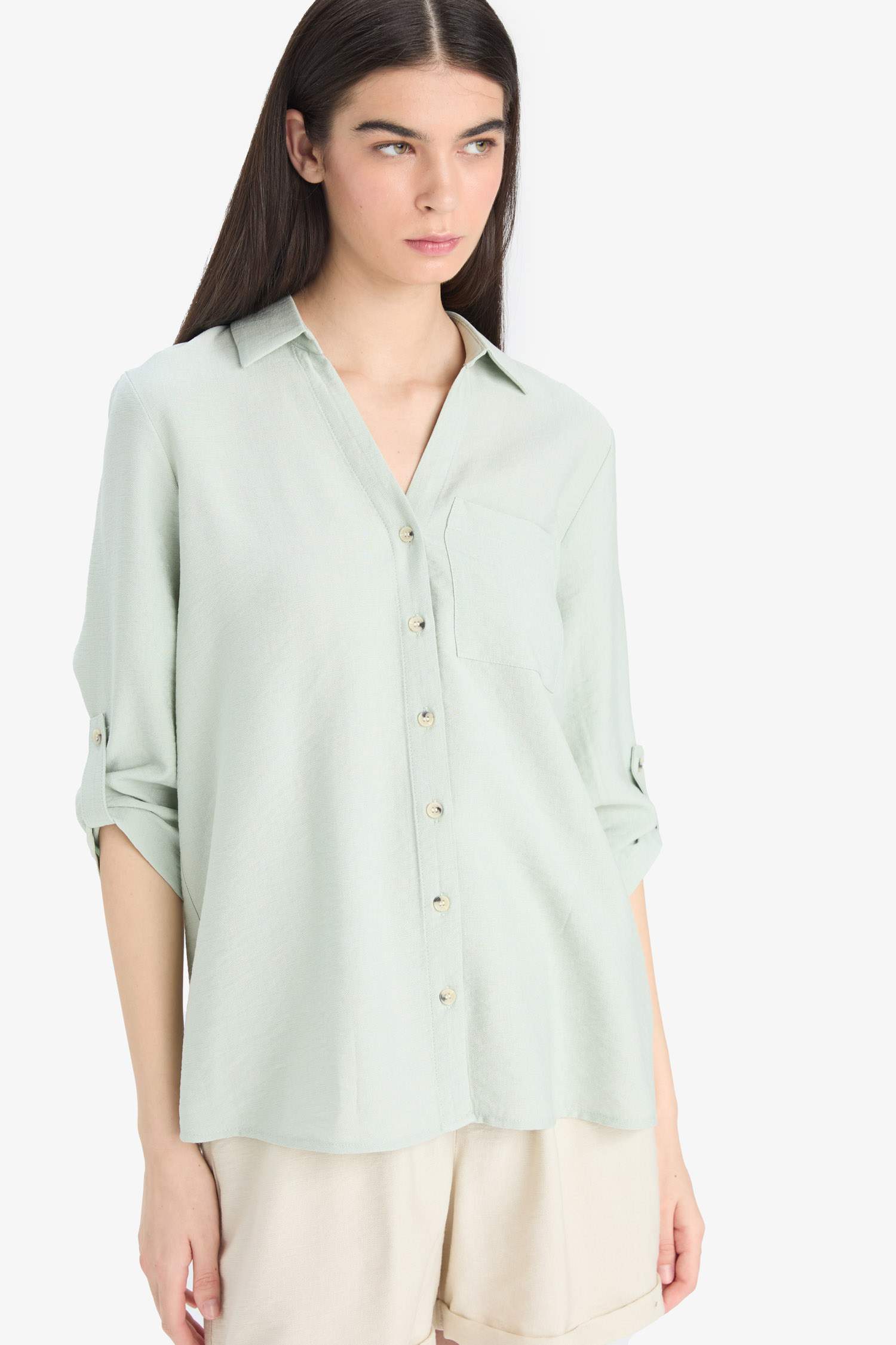Regular fit, long sleeve shirt with shirt collar