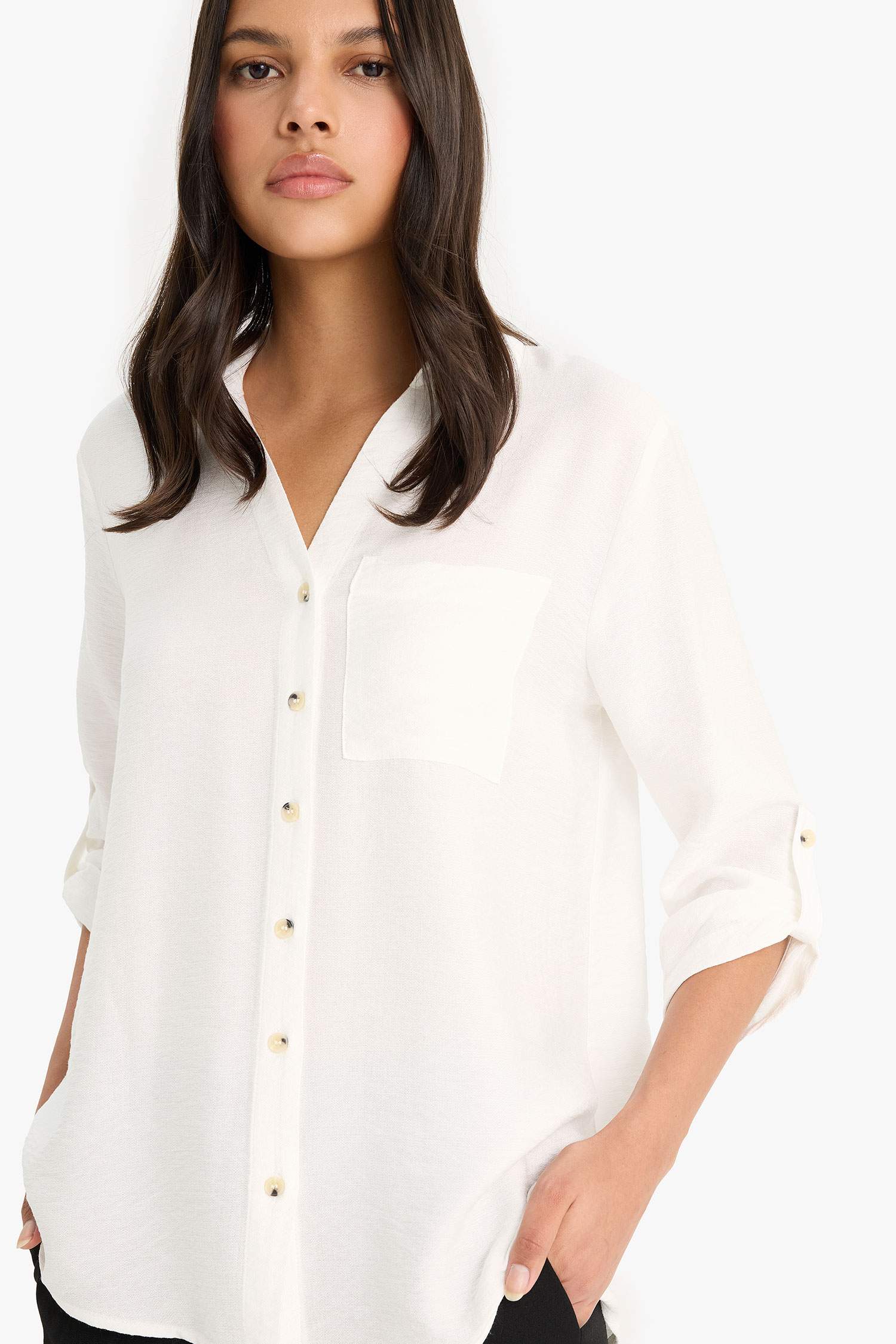 Regular fit, long sleeve shirt with shirt collar