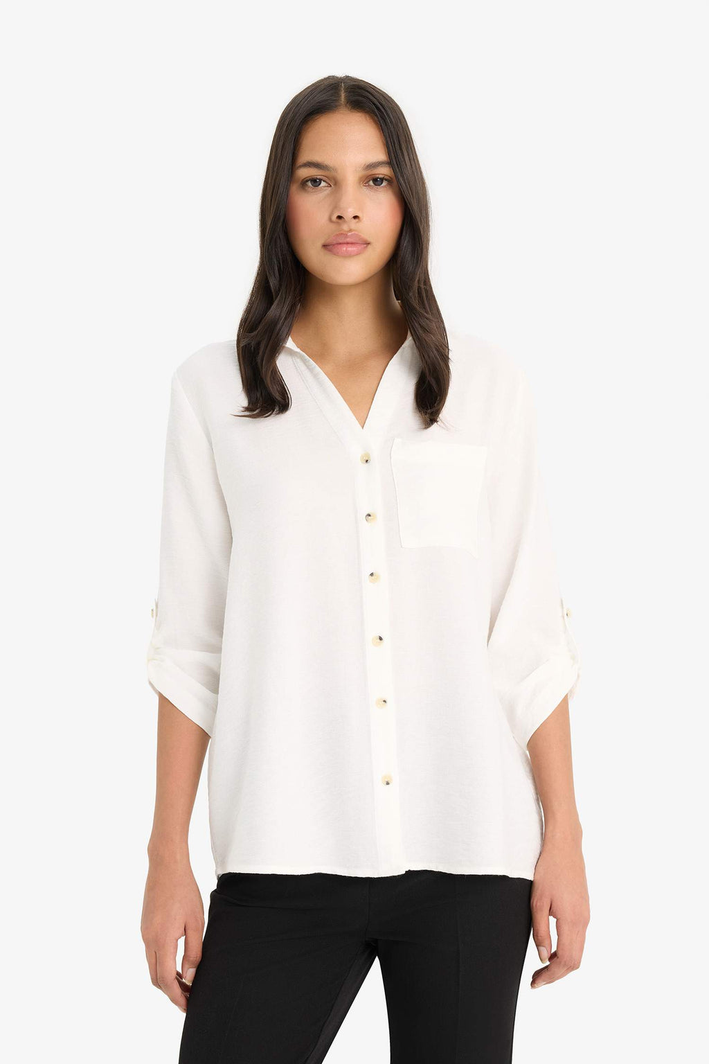 Regular fit, long sleeve shirt with shirt collar