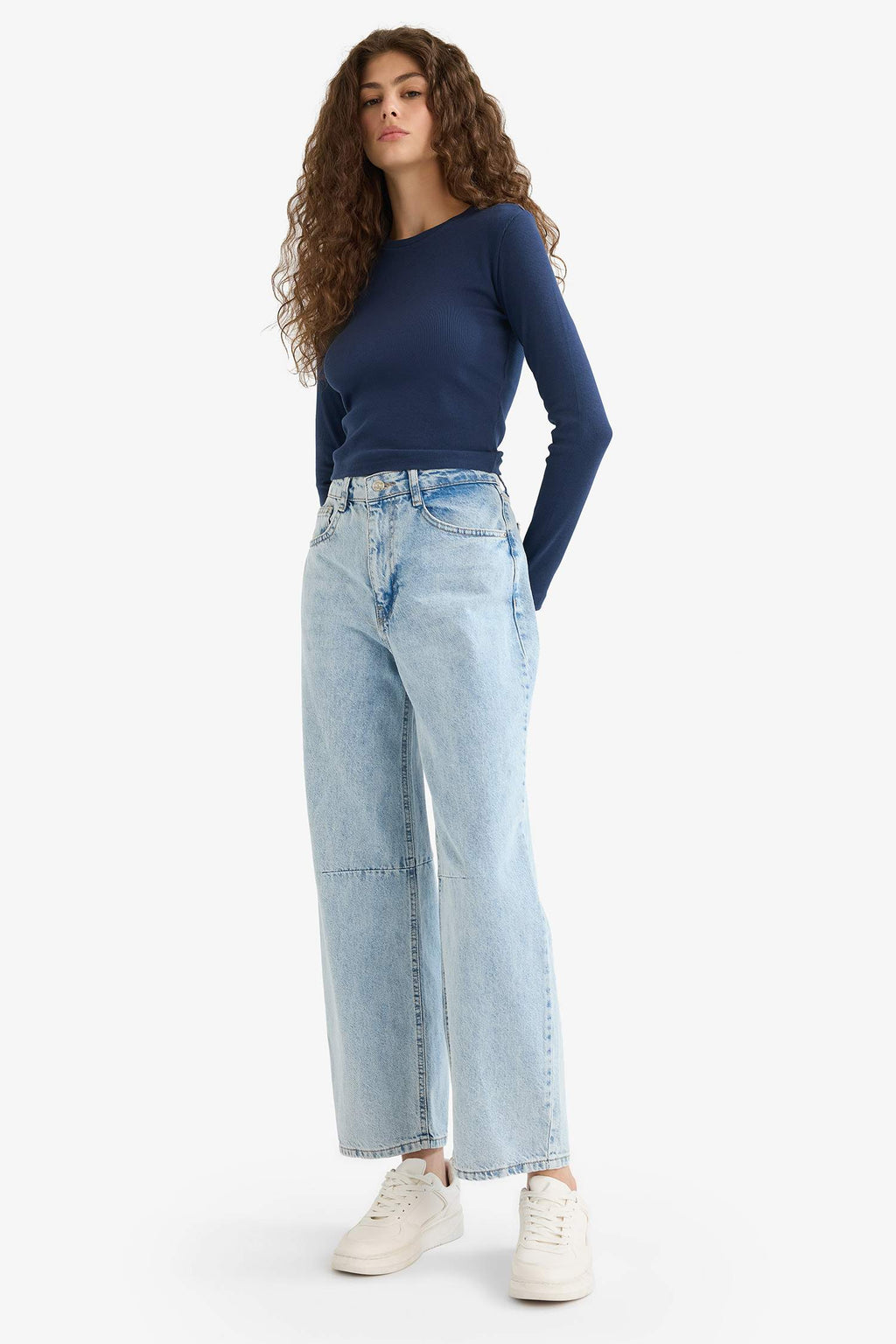 Fitted Crew Neck Ribbed Camisole Long Sleeve T-Shirt