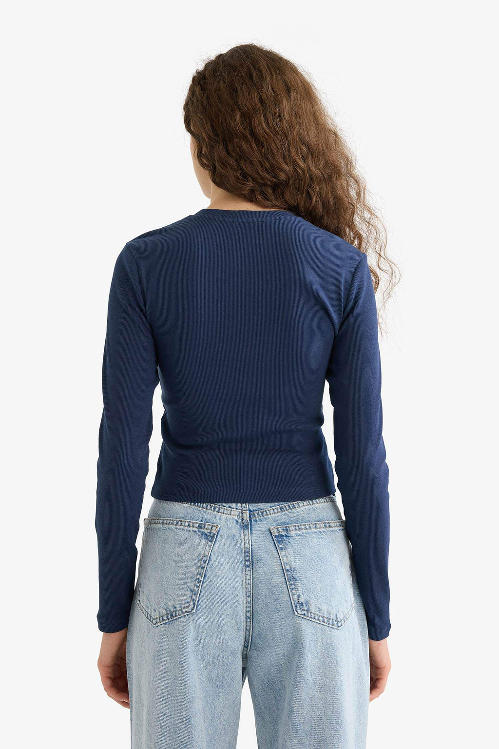 Fitted Crew Neck Ribbed Camisole Long Sleeve T-Shirt