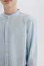 Boys 23 April Children's Day Upright Collar Linen Look Long Sleeve Basic Plain Shirt
