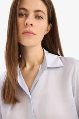 Regular Fit Shirt Collar Satin Long Sleeve Shirt