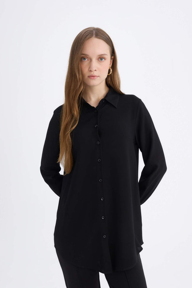 Regular Fit Shirt Collar Long Sleeve Tunic Hover Image