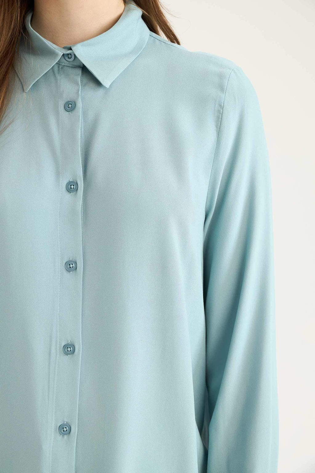 Regular Fit Shirt Collar Long Sleeve Tunic