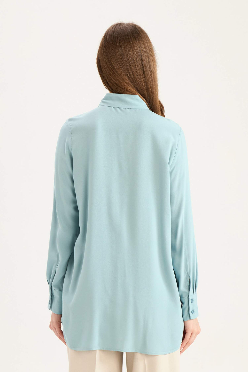 Regular Fit Shirt Collar Long Sleeve Tunic