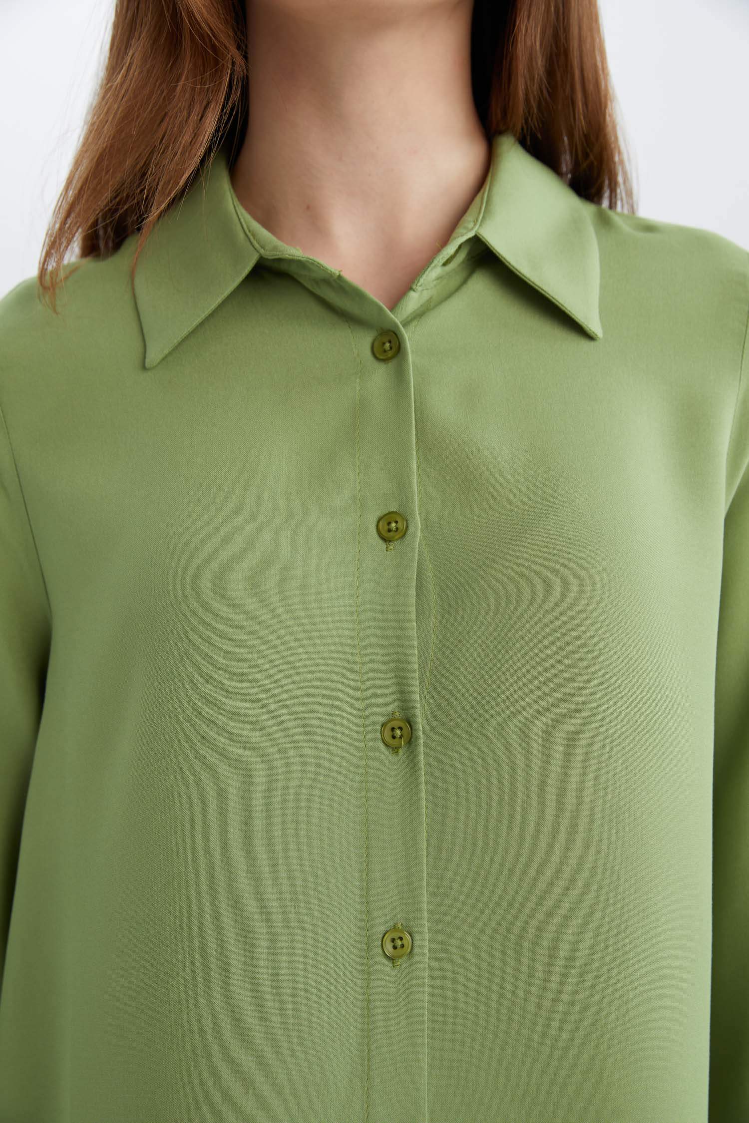 Regular Fit Shirt Collar Long Sleeve Tunic