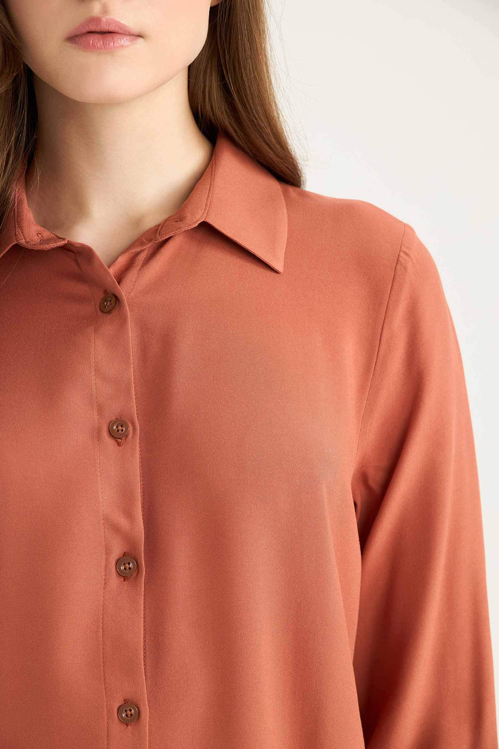 Regular Fit Shirt Collar Long Sleeve Tunic