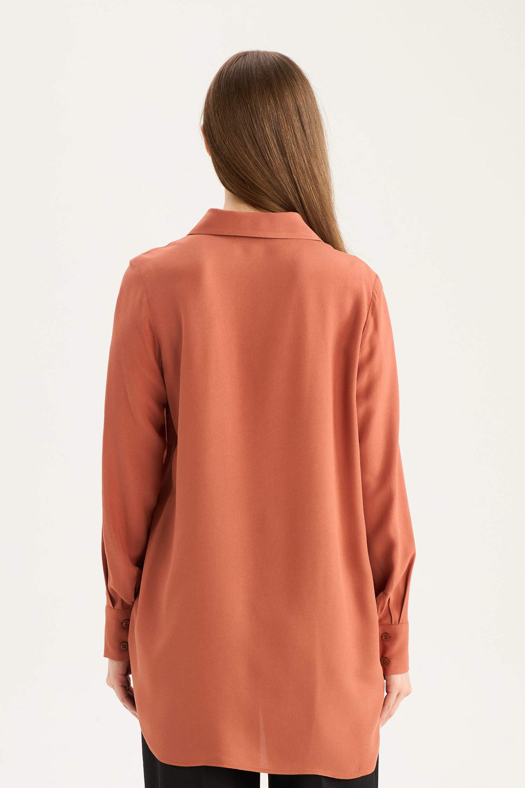 Regular Fit Shirt Collar Long Sleeve Tunic