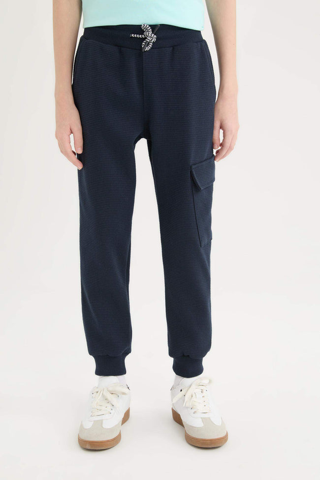 Boy Elastic Waist Leg Pocketed Jogger Sweatpants Hover Image