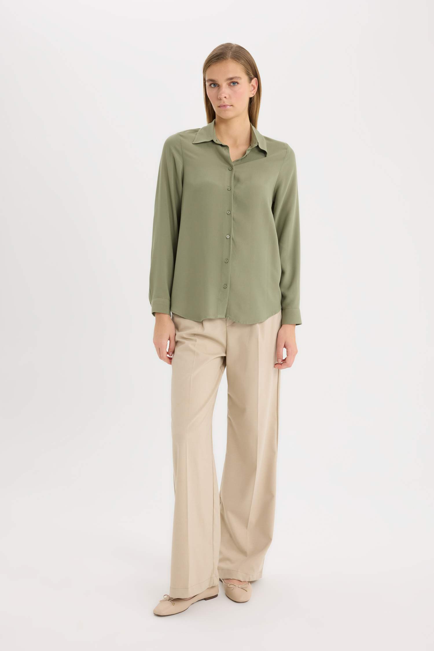 Regular Fit Basic Flat Long Sleeve Shirt