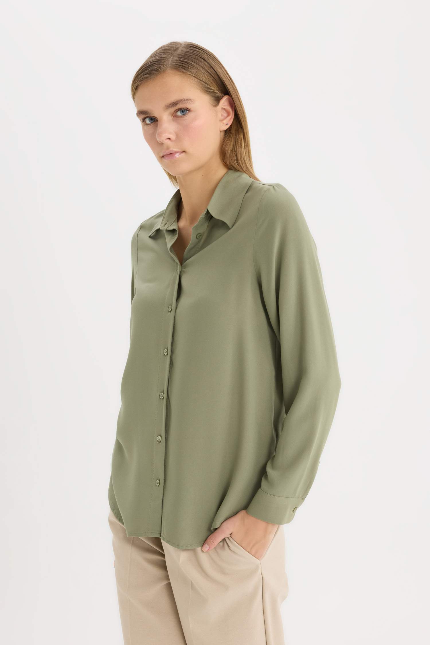 Regular Fit Basic Flat Long Sleeve Shirt