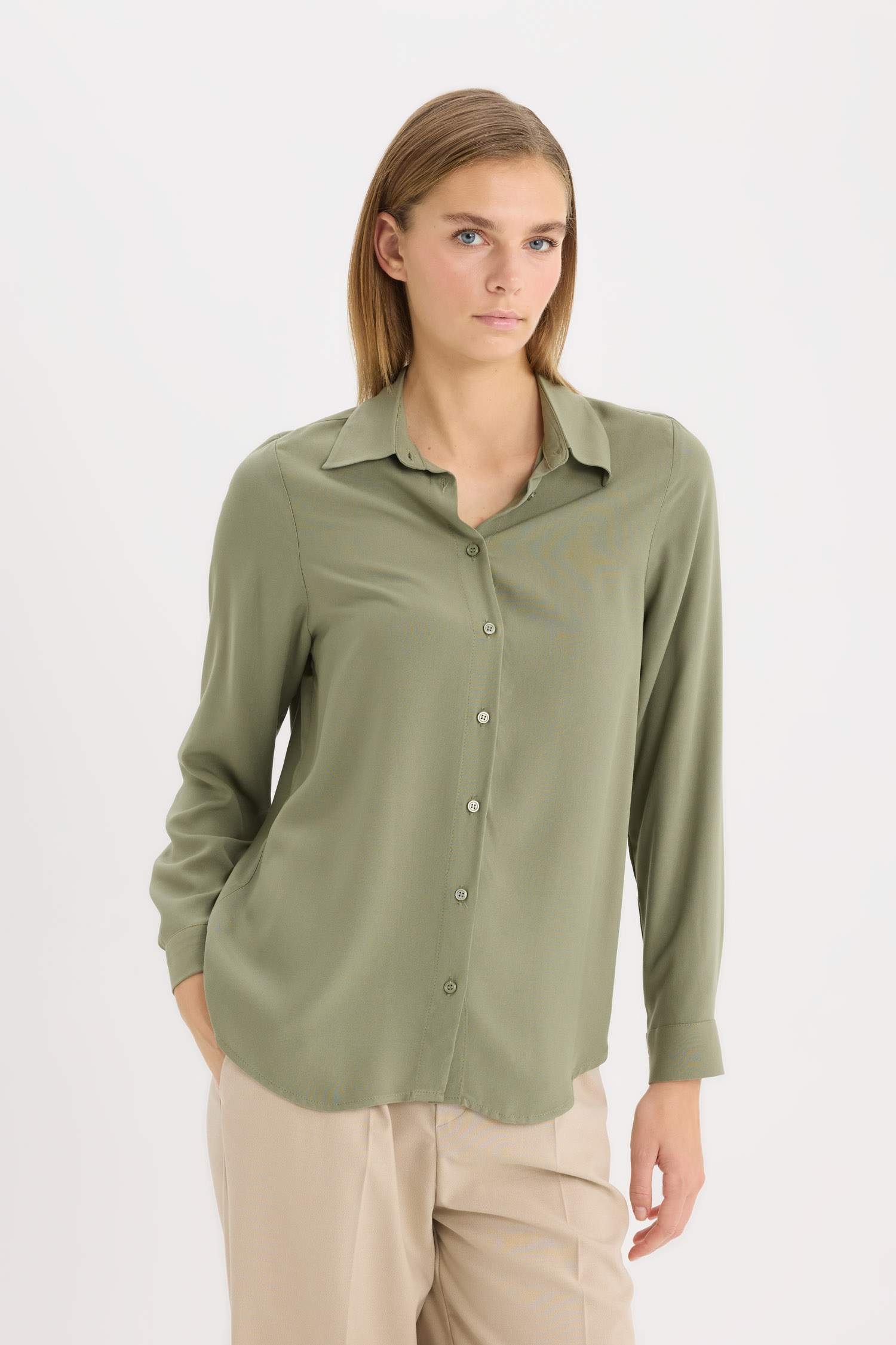 Regular Fit Basic Flat Long Sleeve Shirt