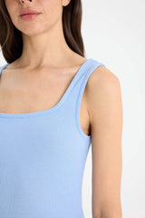 Bodycon Square Neck Basic Plain Ribbed Camisole Strappy Midi Black Summer Dress