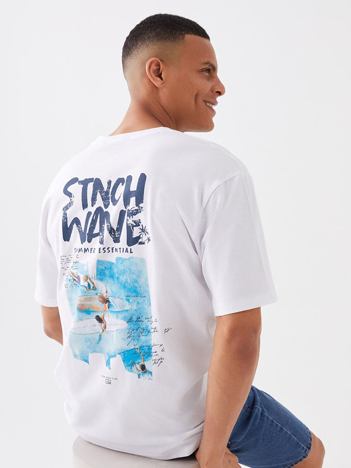 LCW Casual Crew Neck Short Sleeve Printed Combed Cotton Men T-shirt