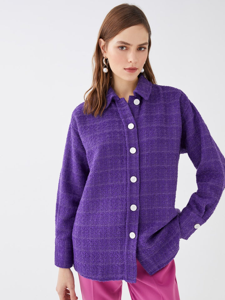 LCW Vision

Purple Self-Patterned Long Sleeve Oversize Women's Shirt Jacket