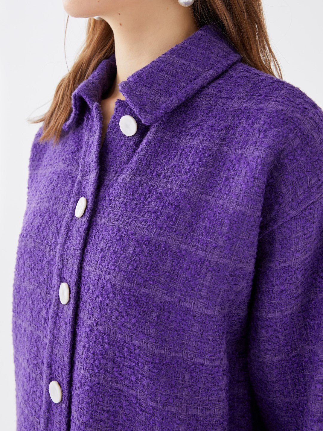 LCW Vision

Purple Self-Patterned Long Sleeve Oversize Women's Shirt Jacket