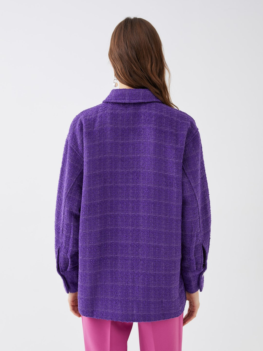 LCW Vision

Purple Self-Patterned Long Sleeve Oversize Women's Shirt Jacket