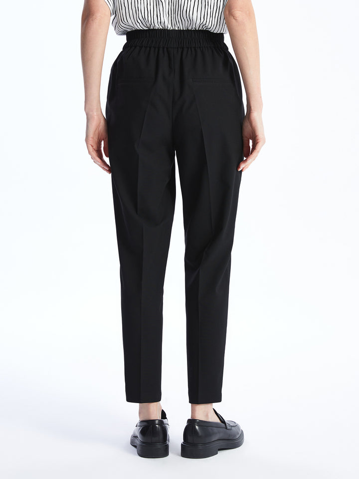 Classic Standard Fit Women Trousers With Elastic Waist