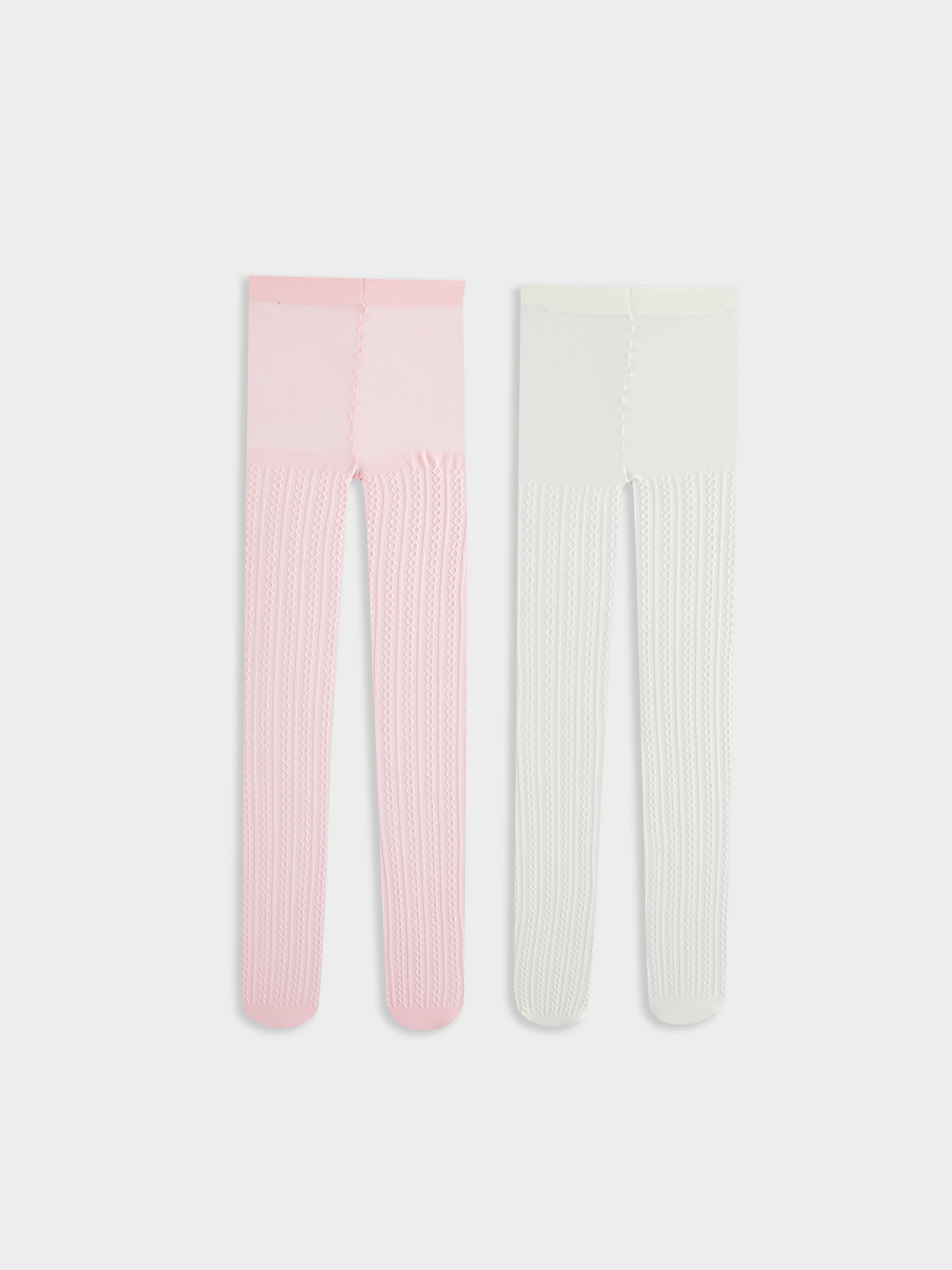 Self-Patterned Girls Thin Pantyhose, Pack Of 2