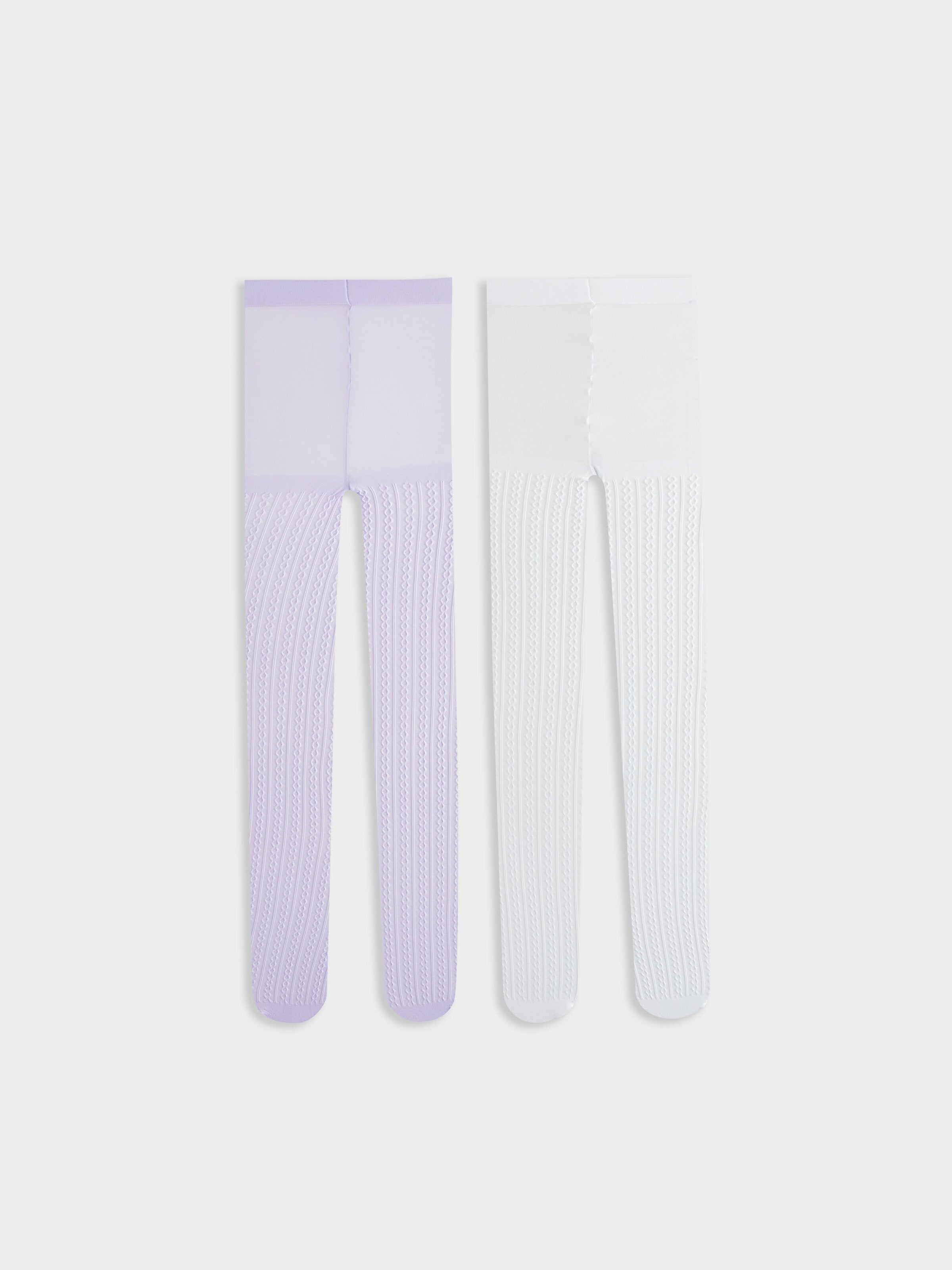 Self-Patterned Girls Thin Pantyhose, Pack Of 2