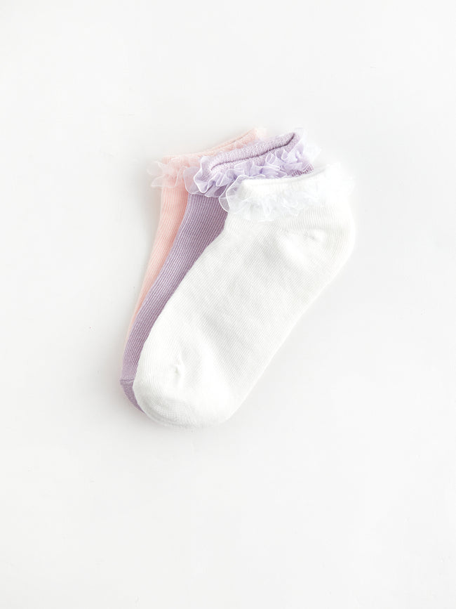 Lace Detailed Girls Booties Socks 3-Piece Main Image