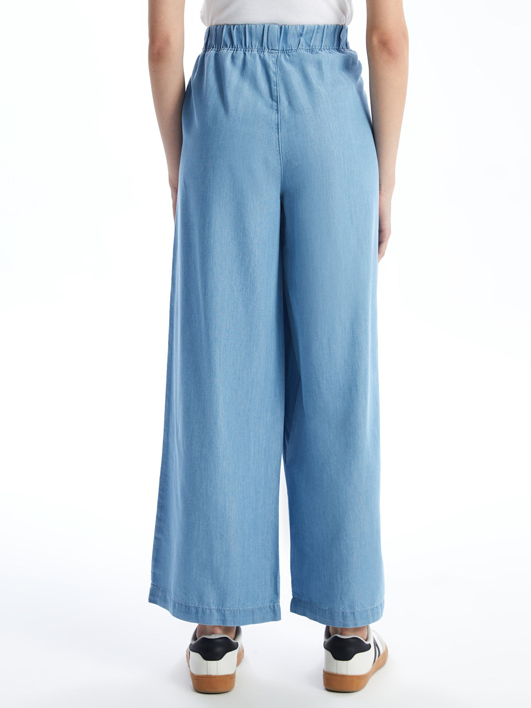 Wideleg Women Jean Trousers With Elastic Waist