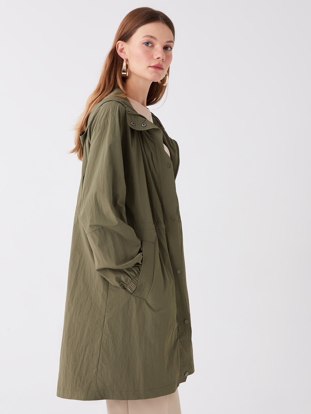 Women Hooded Plain Raincoat