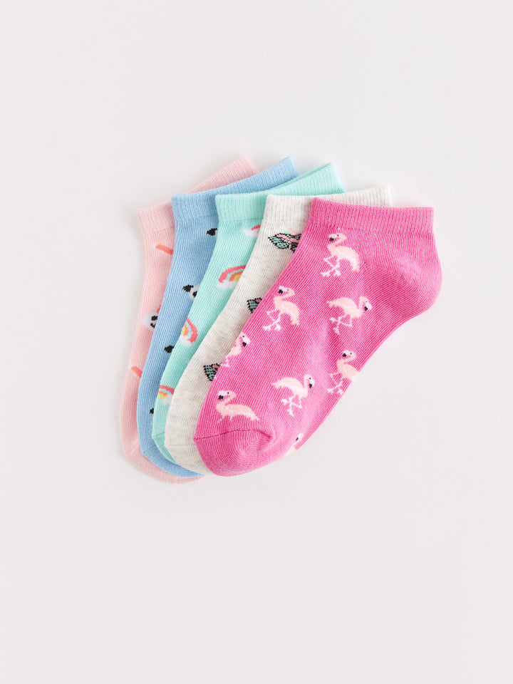 Patterned Girls Booties Socks 5-Pack