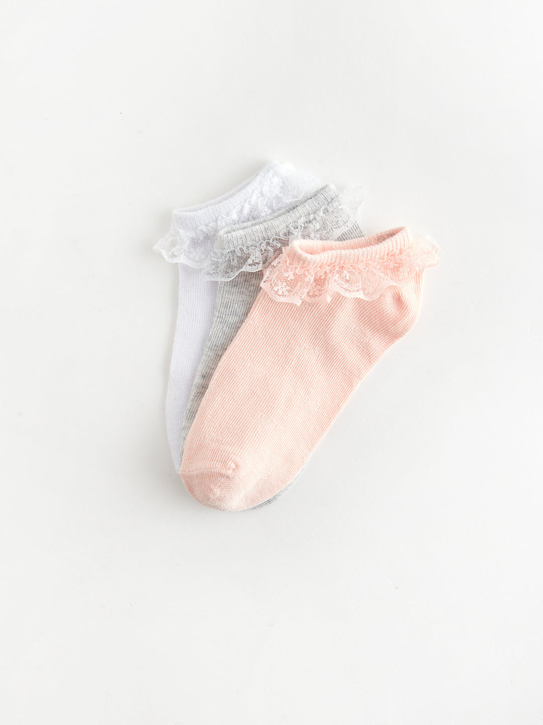 Lace Detailed Girls Booties Socks 3-Piece