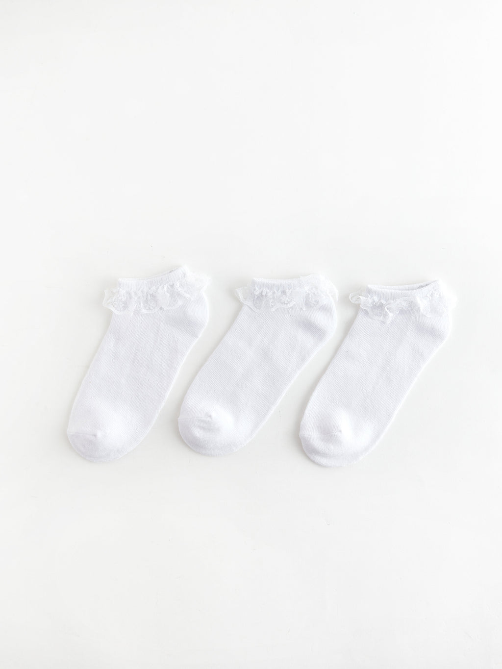Lace Detailed Girls Booties Socks 3-Piece