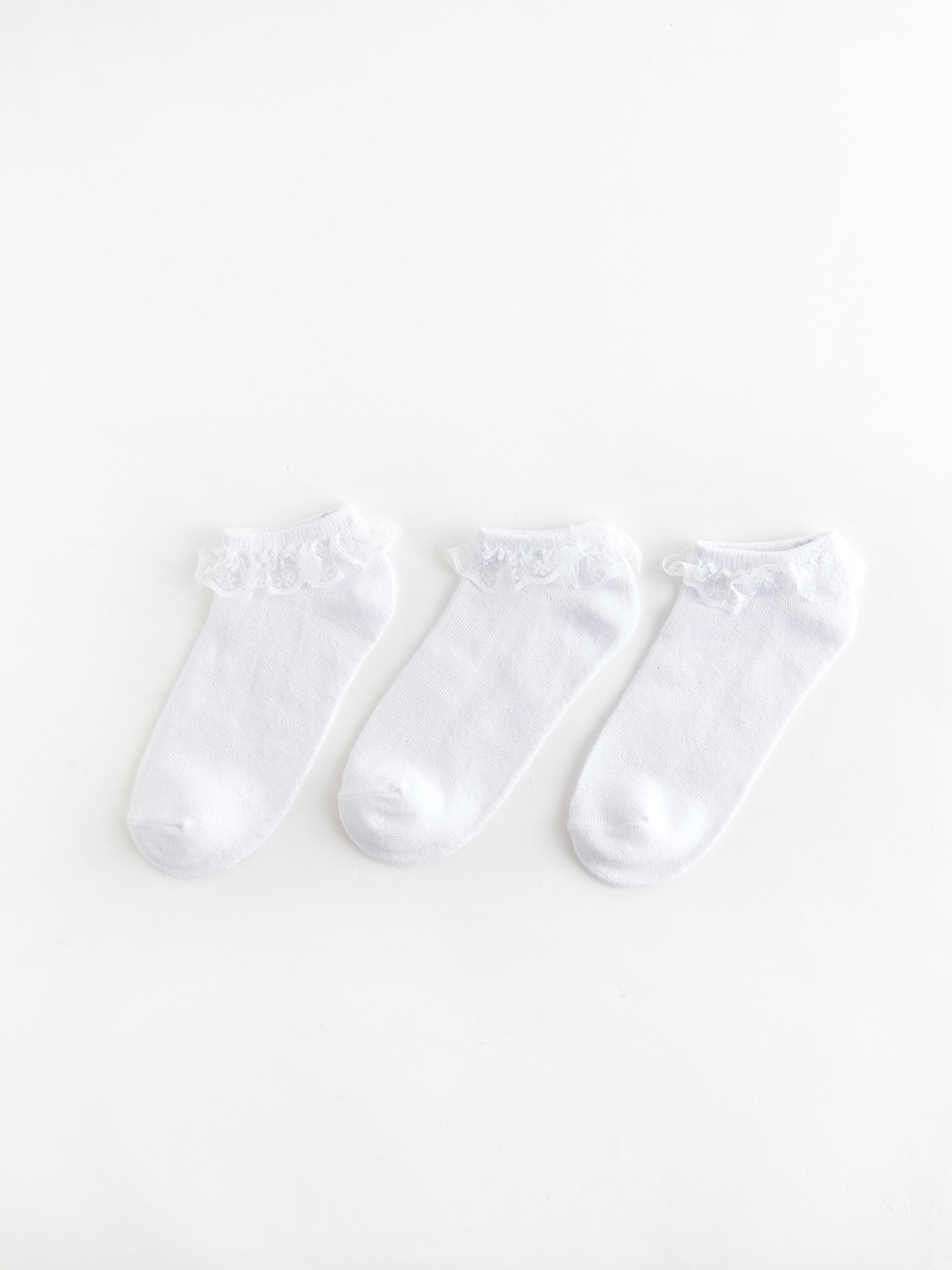 Lace Detailed Girls Booties Socks 3-Piece