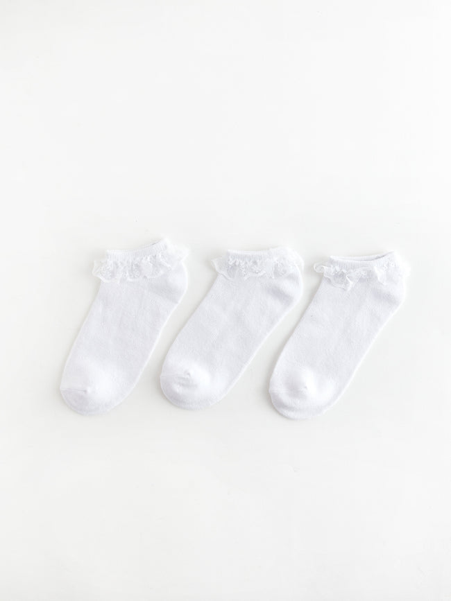 Lace Detailed Girls Booties Socks 3-Piece Hover Image
