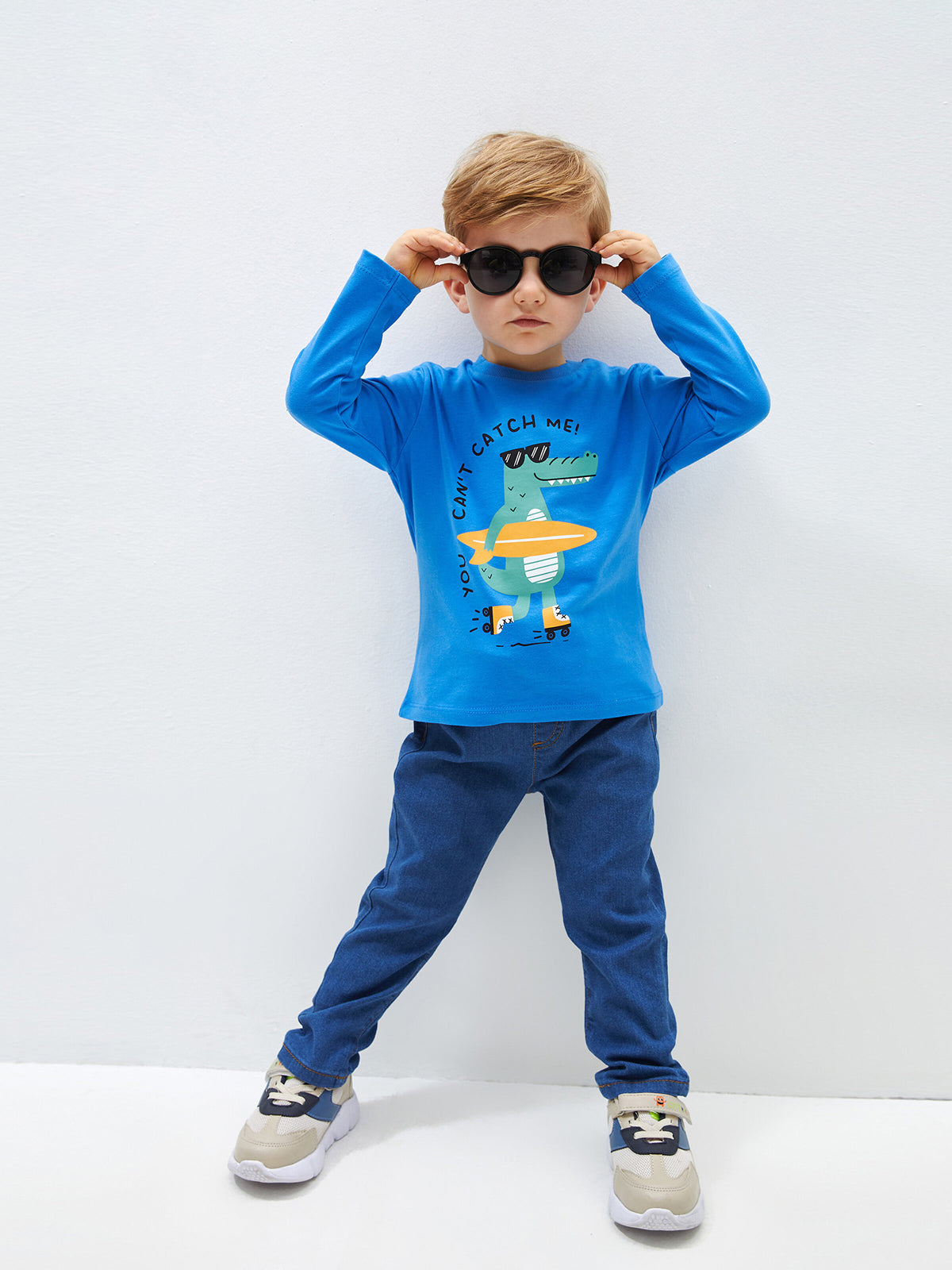 Basic Baby Boy Jean Trousers With Elastic Waist