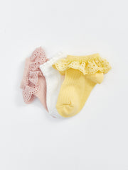 Patterned Baby Girls Booties Socks 3-Piece