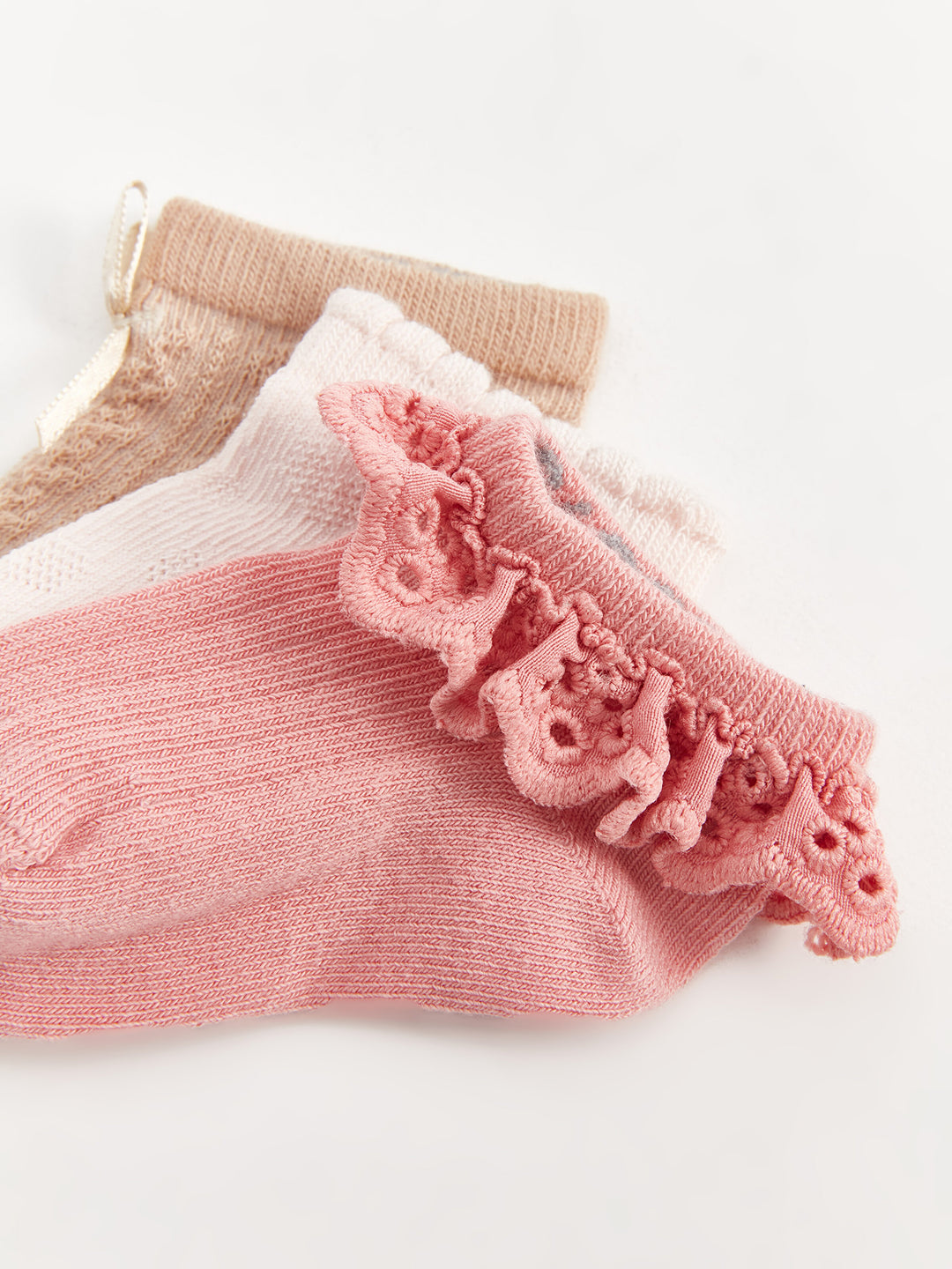 Basic Baby Girls Booties Socks 3-Piece