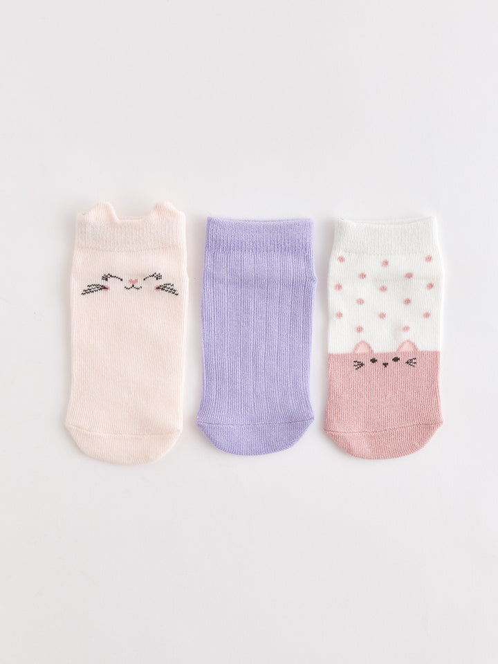 Printed Baby Girls Booties Socks 3-Piece