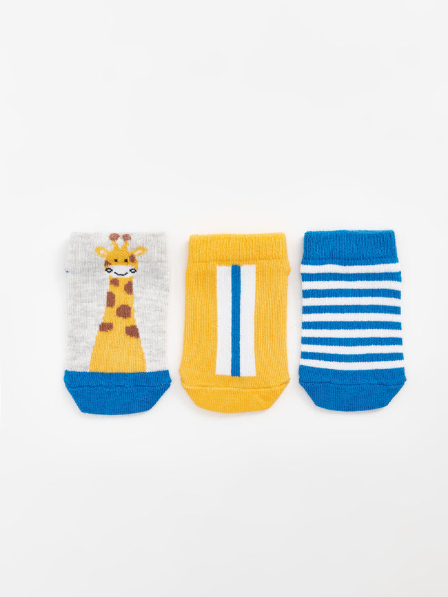 Printed Baby Boy Booties Socks 3-Piece Hover Image