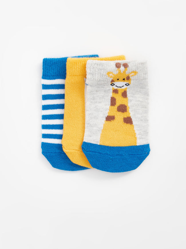 Printed Baby Boy Booties Socks 3-Piece Main Image