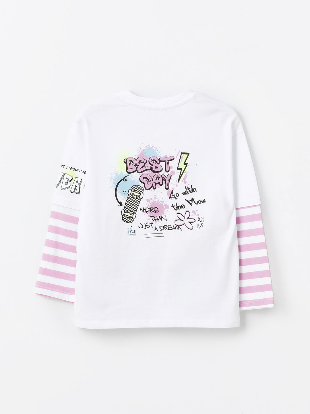 Crew Neck K-Pop Printed Long Sleeve Girls T-Shirt