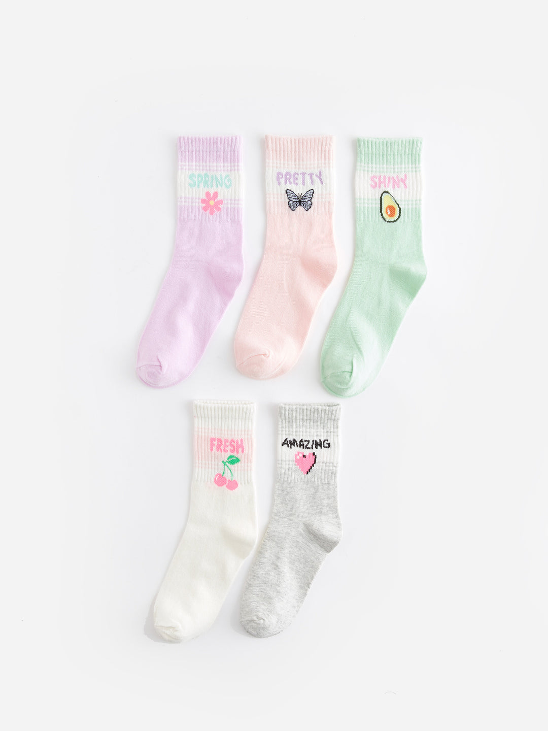 Patterned Girls Socks 5-Piece